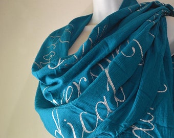 Custom Script Scarf (100% Cotton Gauze) - Personalized Message Shawl, Custom Quote Scarf, Friendship Gift, Cotton Anniversary, Gifts for Her