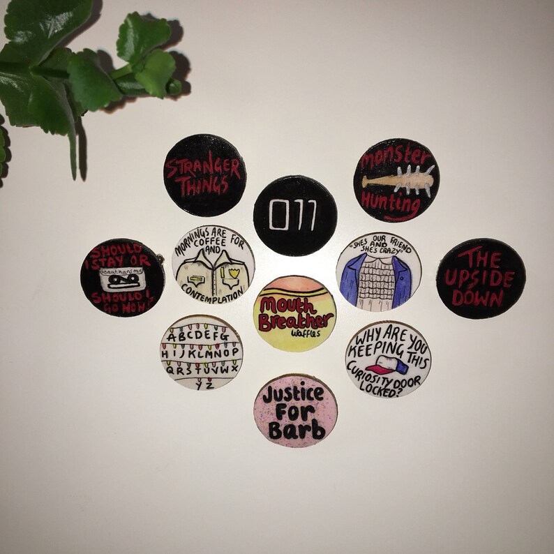 Stranger Things Badge Pin Set Etsy