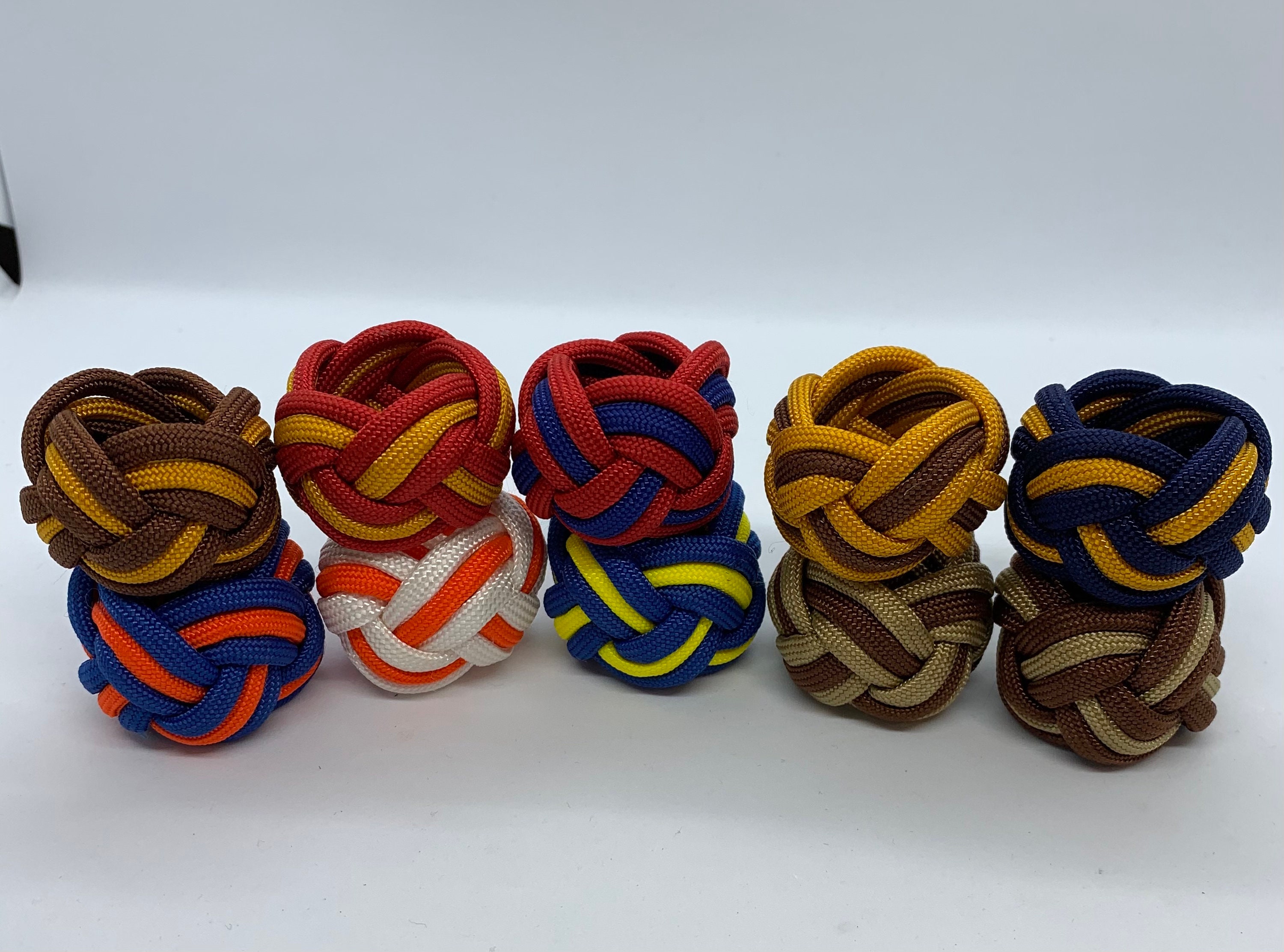 Handmade Scout Neckerchief Slide Woggle Paracord Turks Head Knot Red Green Yellow Blue 