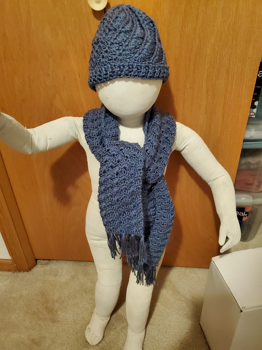 Steel Blue Hat & Scarf SOLD Etsy