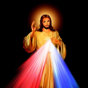 Divine Mercy Jesus Print POSTER A4-A3 Jesus Picture Catholic prints Sacred heart of Jesus Religious prints catholic wall art for home image 1