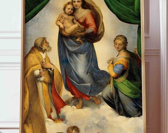 Virgin Mary print Catholic prints Catholic posters Virgin Mary and Jesus by Rafael Christian gifts Catholic gifts Christmas gifts Religion
