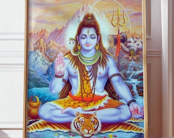 Lord Shiva Statue Hindu God POSTER Hindu art Shiva Print Hindu Decor Indian wall decor India Wall hanging Indian painting Indian poster Yoga