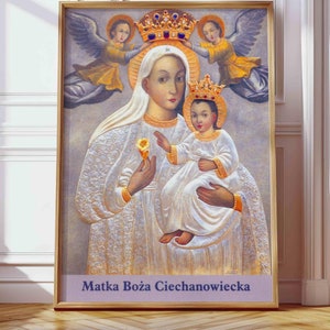 Nuestra Señora Virgen María Impresión Católica Vintage POSTER Santísima Madre Arte religioso Impresiones católicas Regalos polacos Virgen y el Niño POSTER Polonia