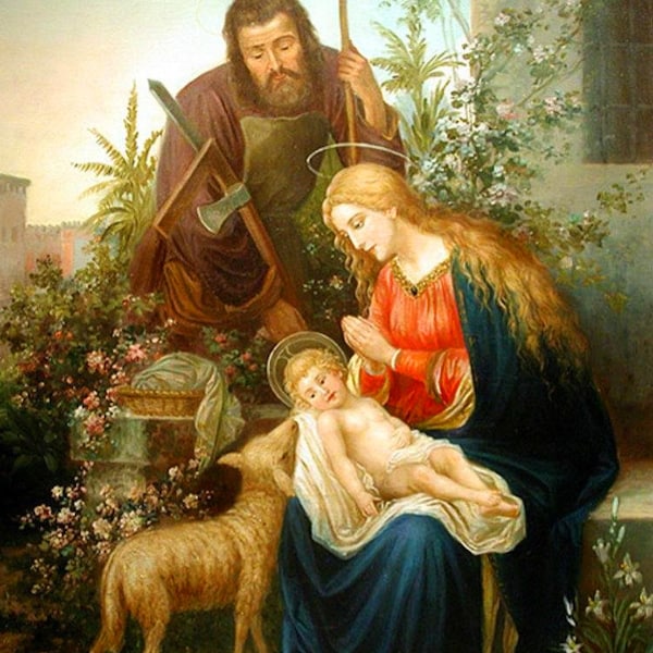 Holy Family Virgin Mary St Joseph Infant Jesus Catholic prints Nativity scene Christmas nativity Catholic posters Religious pictures art