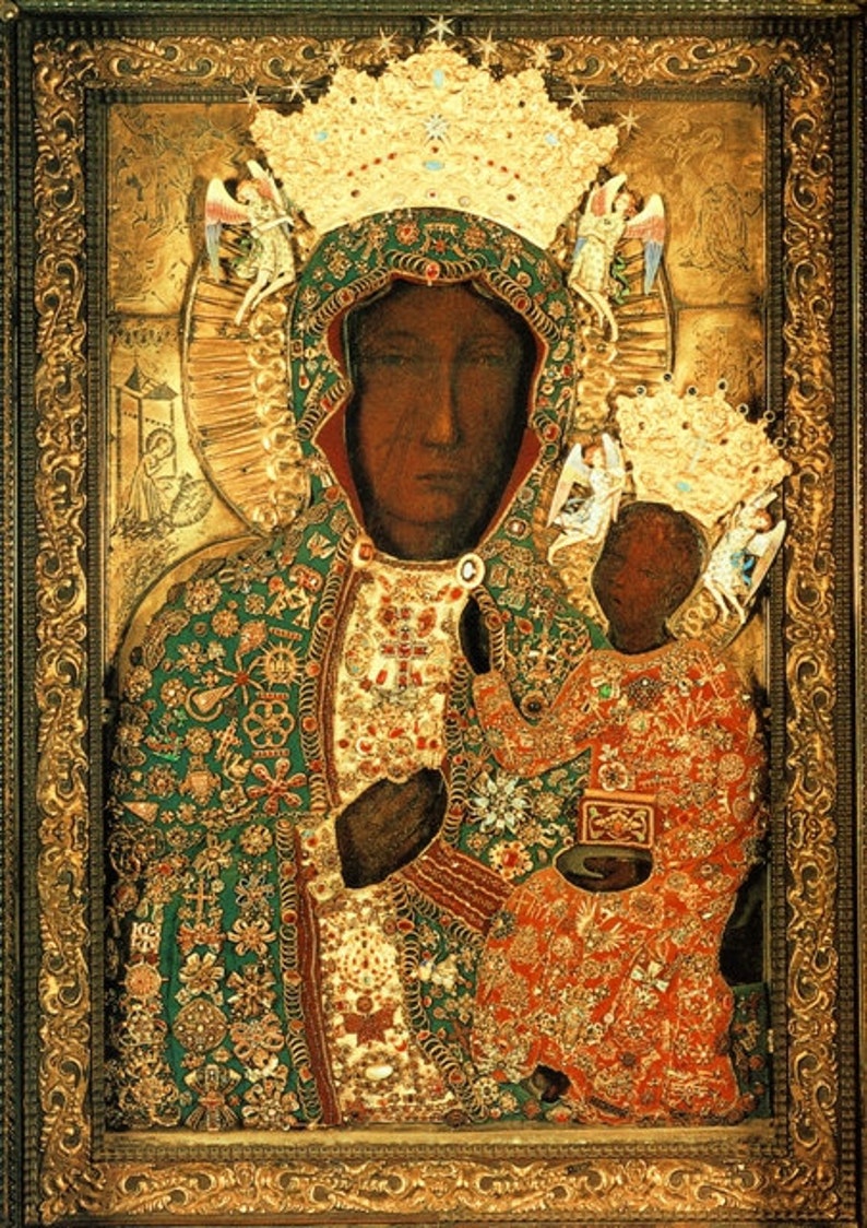 Black Madonna of Czestochowa POSTER A4//A3 Our Lady Polish Madonna print Catholic wall art religious pictures images