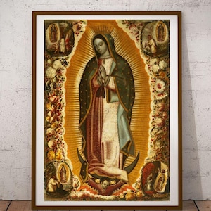 Our Lady of Guadalupe Mother Mary Catholic posters A4-A3 Virgin Mary print Virgin Mary art Virgin Mary painting Virgen de Guadelupe poster