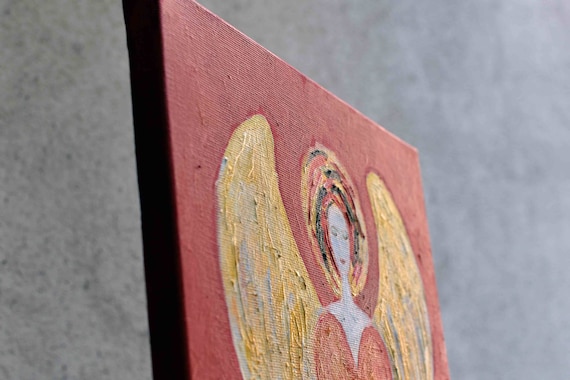 Anioł Z Serca Streszczenie Anioł Oryginalny Sztuka Malarstwo Na Płótnie Anioł ściany Sztuki Angel Olejny Ooak Angel Płótnie Ręcznie Malowane Dzieła