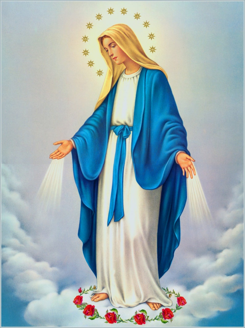 Our Lady Immaculate Conception of Mary PRINT Virgin Mary print Catholic art print Blessed Mother Madonna POSTER Religious art Catholic print image 1