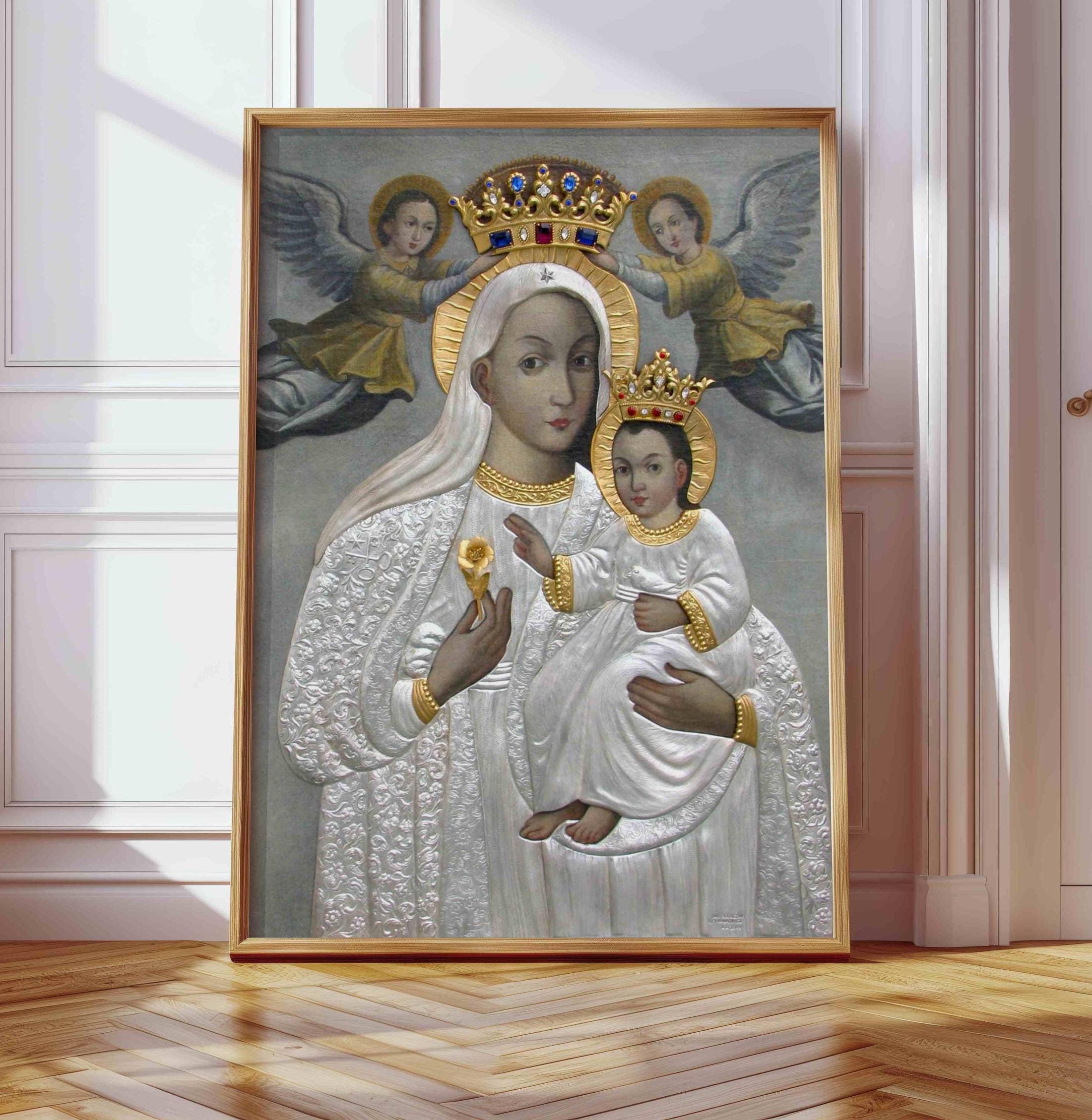 Our Lady Virgin Mary Print Madonna and Child from Poland Catholic art prints Blessed Mother Religious art Catholic prints Polish Gifts Icon