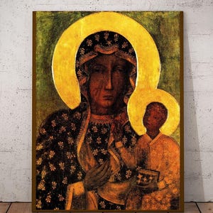 Our Lady of Czestochowa Black Madonna and Child Jesus Icon CANVAS print from Poland Catholic Paintings Virgin Mary Print Art Polish Gifts