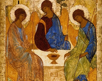 Holy Trinity POSTER A2 Rublev Trinity Print icono bizantino regalo de Navidad iconos religiosos ortodoxos Christian art print arte de pared religioso