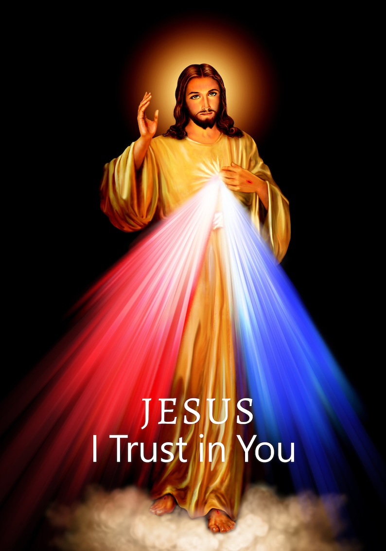 Divine Mercy Jesus Print POSTER A4-A3 Jesus Picture Catholic prints Sacred heart of Jesus Religious prints catholic wall art for home image 2