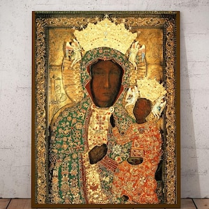 Black Madonna Icon Our Lady of Czestochowa Madonna and Child Virgin Mary from Poland icon Catholic Prints Catholic paintings Polish gifts