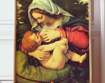 Virgin Mary print Catholic prints POSTER Virgin Mary and Jesus art print Christian wall art Catholic gifts Christmas gift Religious pictures