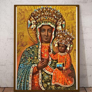 Our Lady of Czestochowa Black Madonna from Poland Catholic POSTERs prints Religious paintings Christian Catholic Prints Polish gifts Madonna