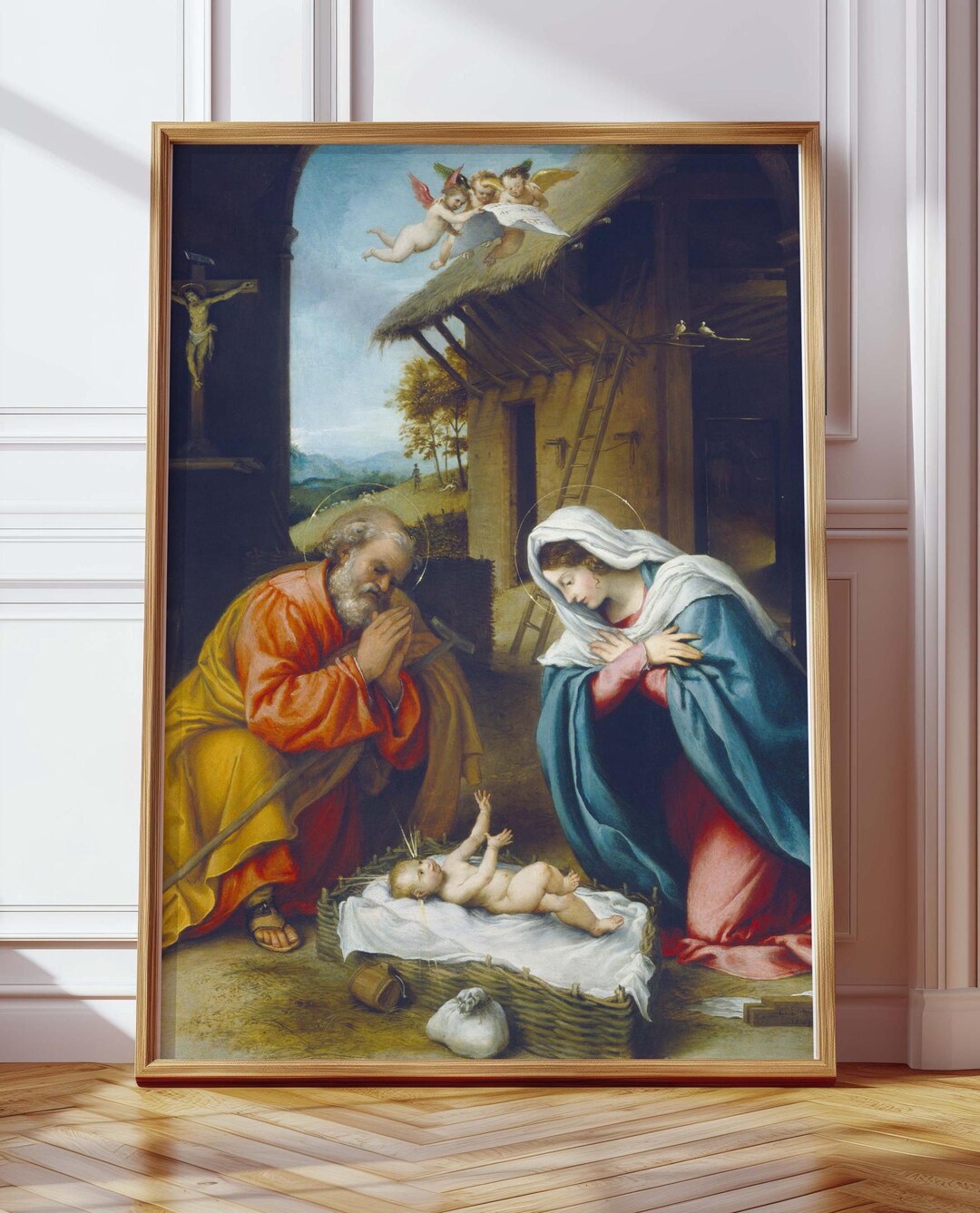Holy Family Vintage Nativity Scene Virgin Mary Print Birth of Jesus ...