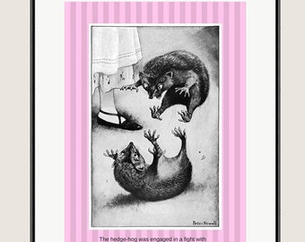 Alice in Wonderland Wall Art POSTER Kids Hedgehog Print Children Wall Art Lewis Carroll Nursery Kids Poster Kids Room Poster Illustration #6