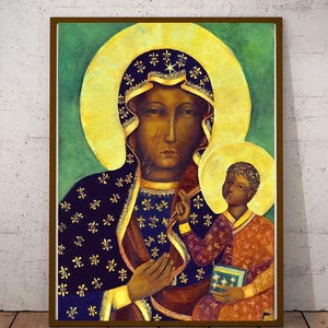 Our Lady of Czestochowa Black Madonna and Child Jesus Poland CANVAS PRINT Virgin Mary paintings Catholic icons Polish Gifts Religious icons