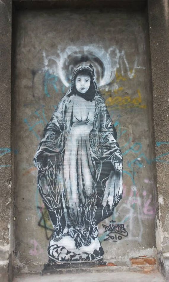 Madonna Graffiti Street Art POSTER A3 print Poland Virgin Mary Religious  wall art Catholic prints Christian wall art Religious wall decor