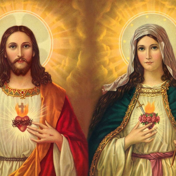 Mary and Jesus POSTER A4-A3 Catholic prints Jesus pictures Sacred heart of Jesus Religious prints Catholic wall art Catholic painting
