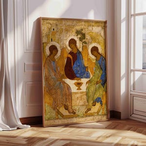 Holy Trinity POSTER A2 Rublev Trinity Print Byzantine icon Christmas gift orthodox Religious icons Christian art print Religious wall art