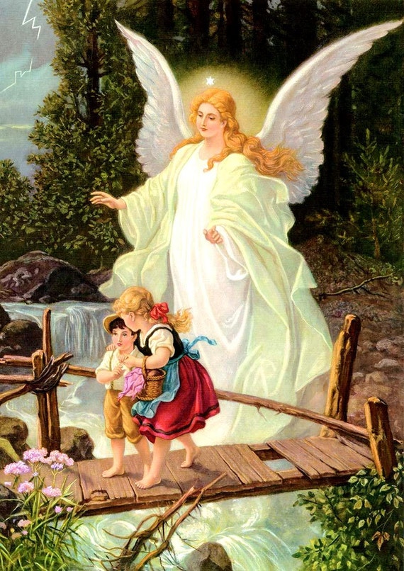 Angel Print Guardian Angel Angels and Cherubs Catholic Posters Catholic  Prints Catholic Gifts Christmas Gifts Christmas Angels for Kids 