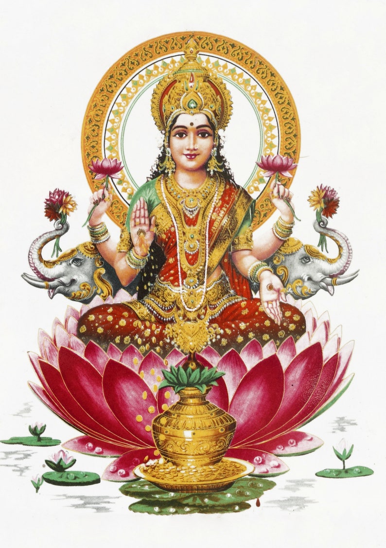 Vintage Ancien Rare Main Unique Hindou Déesse Lakshmi Fonte Figurine Statue eBay