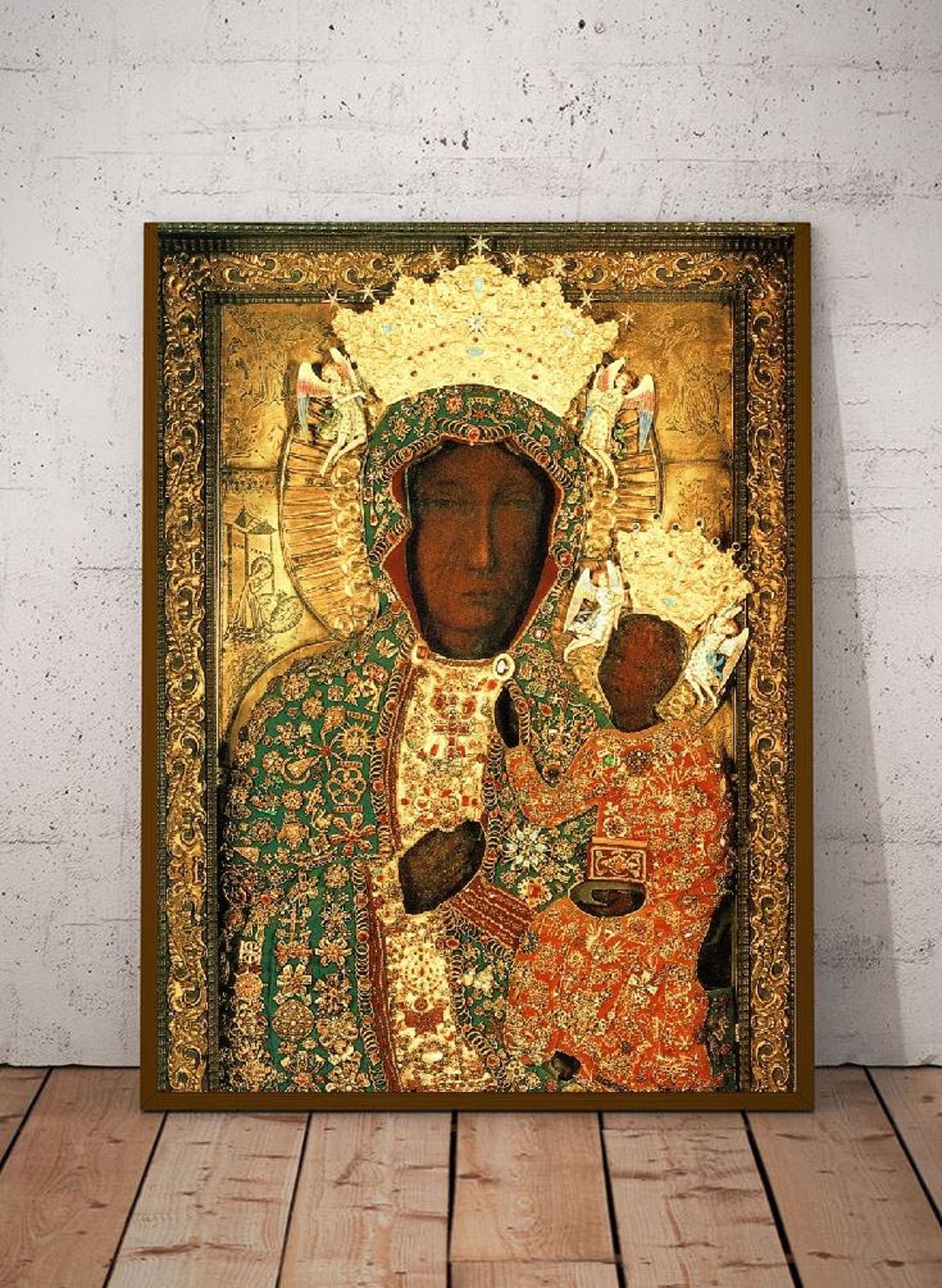 Our Lady of Czestochowa Virgin Mary Print Catholic Posters Print Black ...