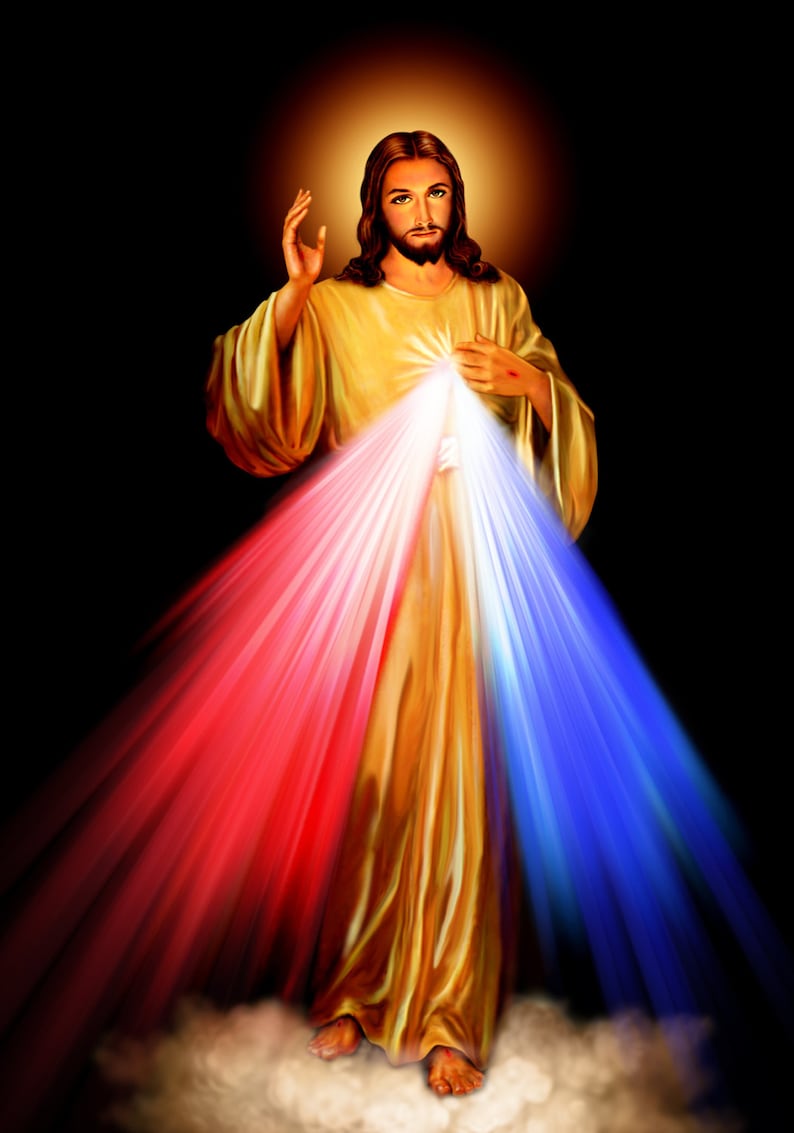 Divine Mercy Jesus Print POSTER A4-A3 Jesus Picture Catholic prints Sacred heart of Jesus Religious prints catholic wall art for home image 1