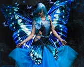 Butterfly Costume, Blue Dance Dress, Adult Halloween Costume, Party Dress