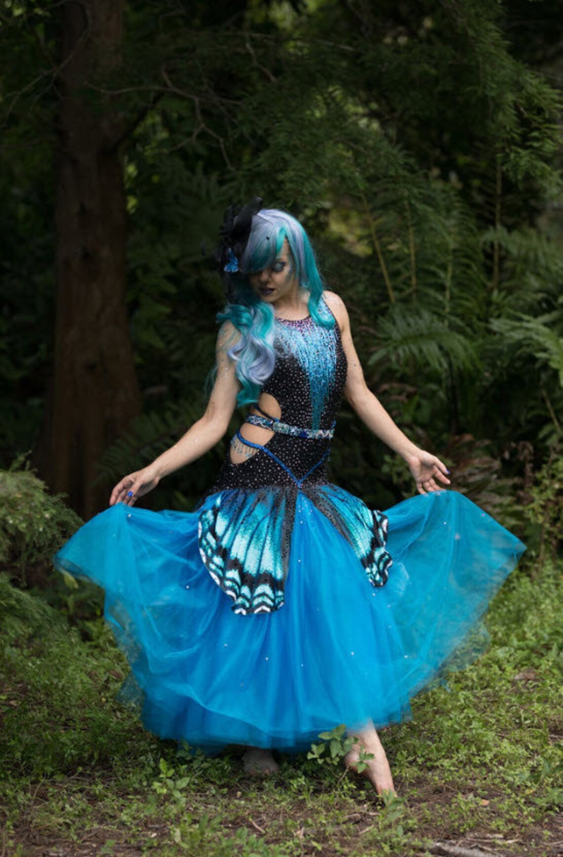 Butterfly Costume Blue Dance Dress Adult Halloween Costume Etsy