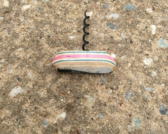 Pink blue recycled skateboard corkscrew