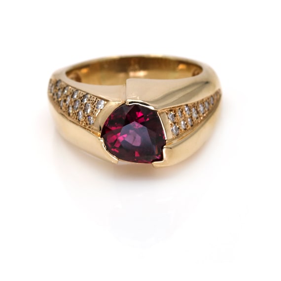Men's Rhodolite Garnet Diamond Ring in 18k Rose Go