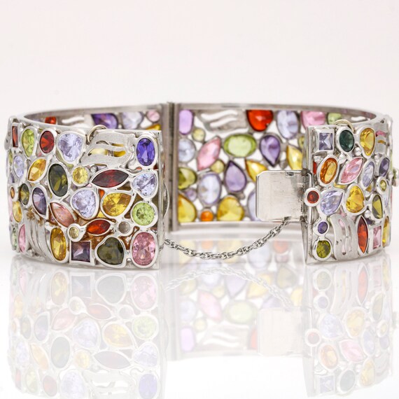 Women's Colorful Gemstone Bracelet in 14k White G… - image 5