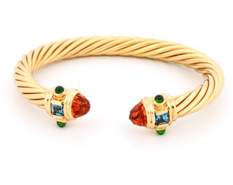 David Yurman Renaissance Bracelet 18k Yellow Gold with Emerald Citrine Topaz