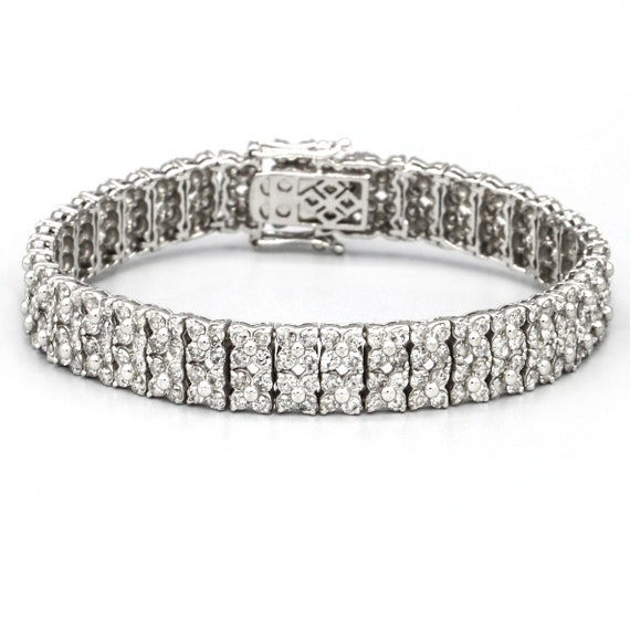 Diamond Link Glam Statement Bracelet in 18k White 