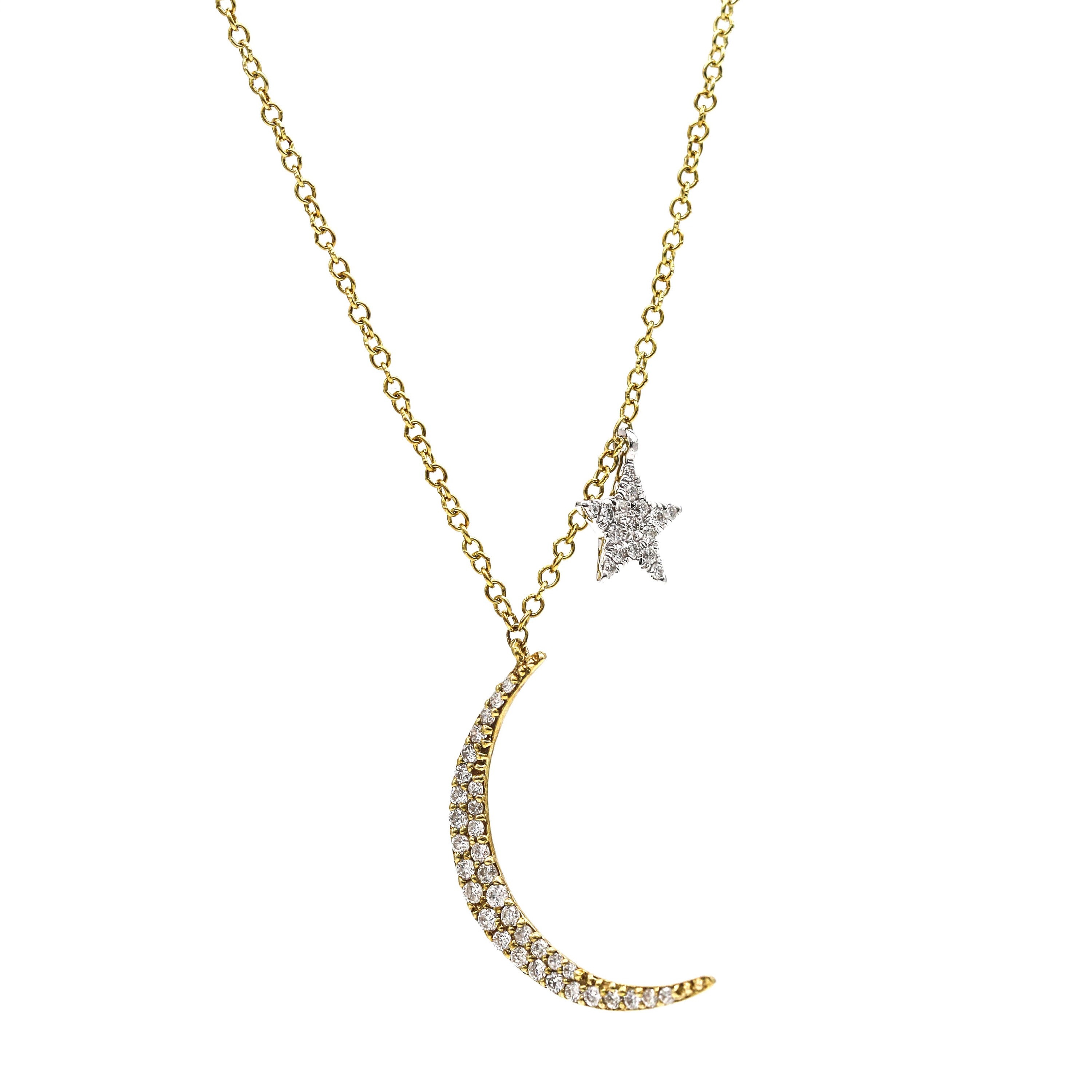 Meira T Diamond Moon Star Necklace in 