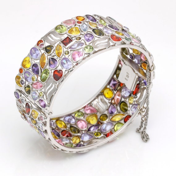 Women's Colorful Gemstone Bracelet in 14k White G… - image 2