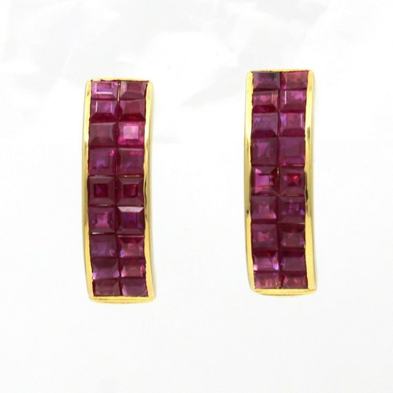 Women's Invisible Set Ruby Half Hoop Earrings in … - image 3