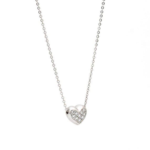 Women's Pave Diamond Heart Pendant Necklace in 14… - image 2