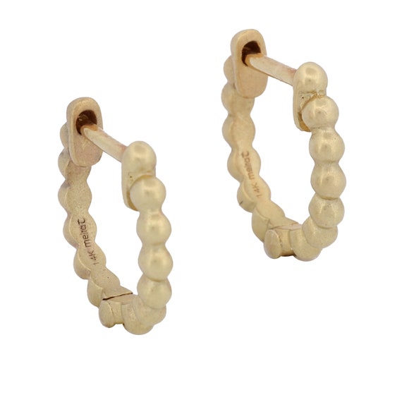 Meira T Beaded Huggie Hoop Earrings in 14k Yellow 