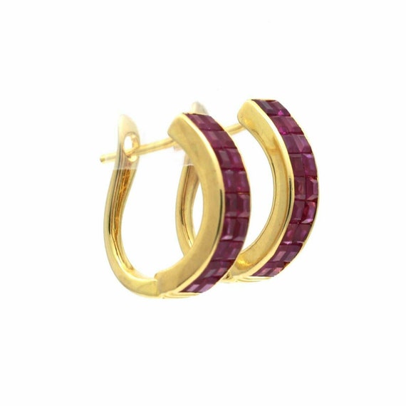 Women's Invisible Set Ruby Half Hoop Earrings in … - image 6