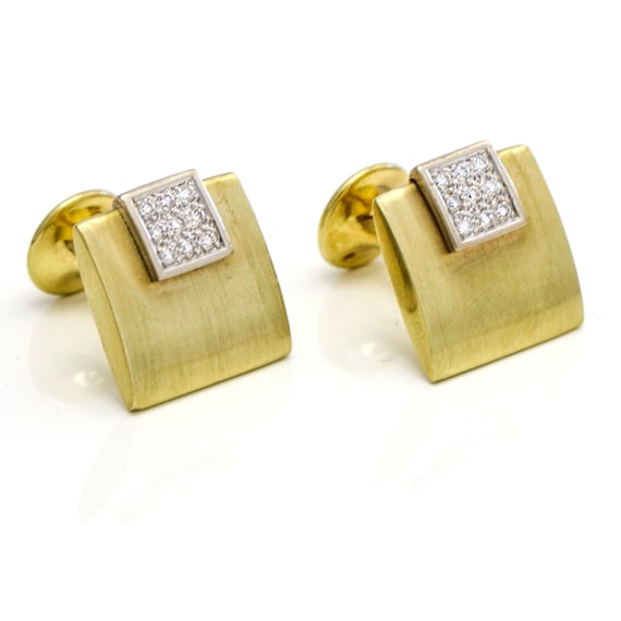 Men's Diamond Cufflinks in 14k Yellow Gold .40 ct tw Etsy