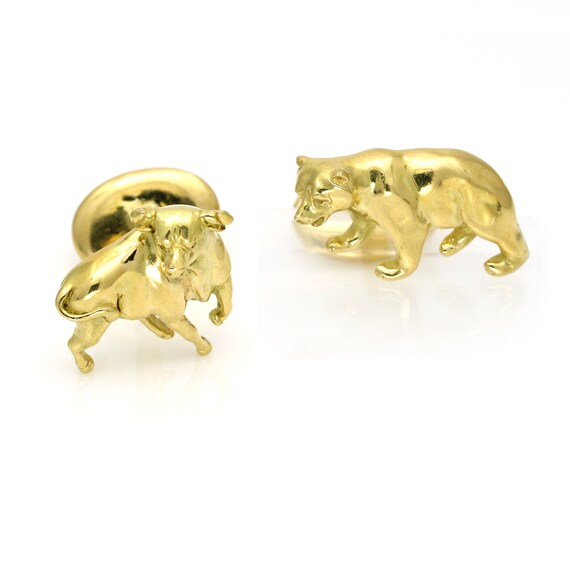 Rare Tiffany & Co. Bull Bear 18k Gold Cufflinks Wall … Gem