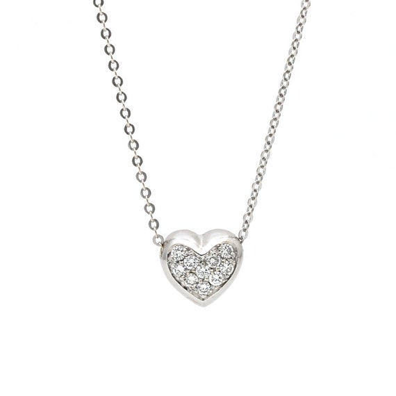 Women's Pave Diamond Heart Pendant Necklace in 14… - image 1
