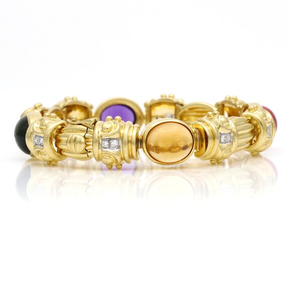 Women's 18k Yellow Gold Gemstone Diamond Fancy Li… - image 3