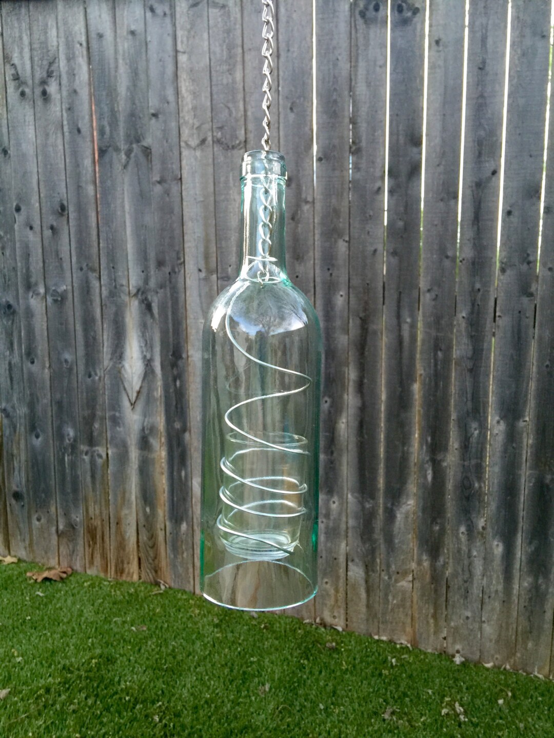 Recycled Wine Bottle Hanging Candle Holder Etsy