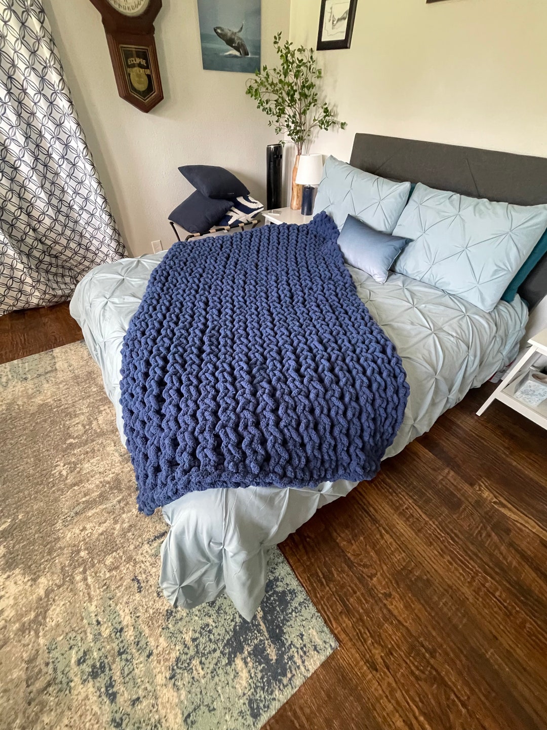 Hand Knitted Chunky Blanket Etsy