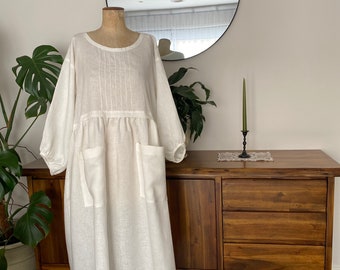 ANNITA  DRESS -  natural fibre linen